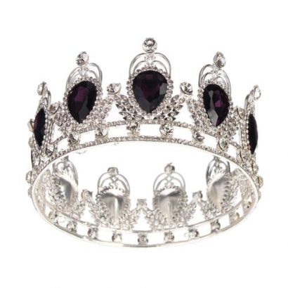 Purple Luxury Crystal Silver King Crown